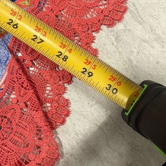 Catherines Multicolor 3/4 Sleeve Rayon Lace Trim Gauze Blouse Women’s 3X - Picture 12 of 13